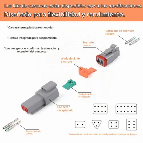 Vista 8 de Kit de 504 piezas de conectores Deutsch con herramienta de engarce, conectores DT de 2/3/4/6/8/12 pines con herramienta de extracción, contactos