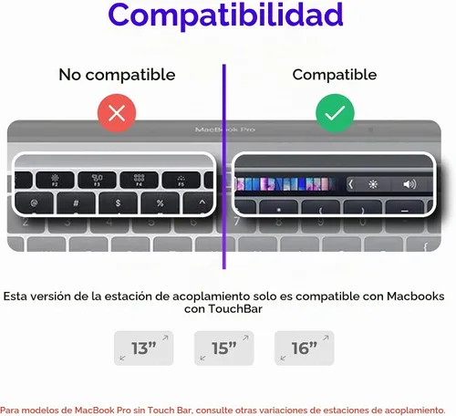 Vista 5 de Base de acoplamiento para MacBook Pro de 13, 15, 16 pulgadas, conexión con dos puertos Thunderbolt 4 USB-C, concentrador de estación de acoplamiento