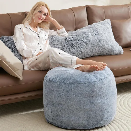 Vista 14 de Puf Otomano Reposapiés 20"x15" Reposapiés y Otomanos Pequeños con Relleno Crema Otomano Pequeño Beige Reposapiés Otomano Marfil Poofy Otomano