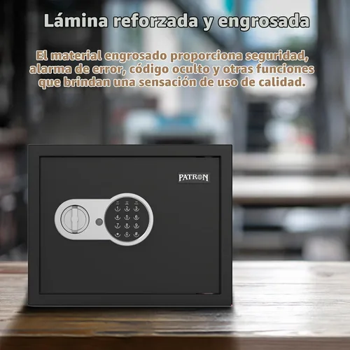 Vista 4 de [1.2 pies cúbicos] Caja de seguridad PATRON con llave, seguridad digital para el hogar, cajas fuertes de gabinete para documentos en efectivo, cajas