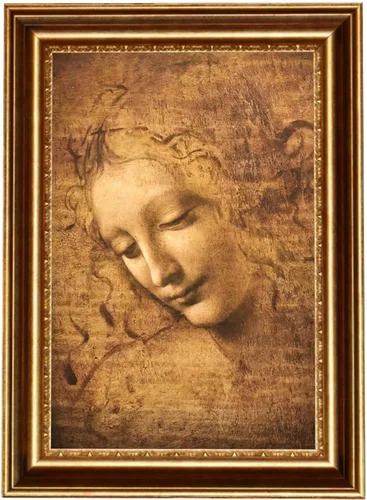 Vista 6 de ELITEART -La Belle Ferronnière por Leonardo DaVinci Reproducción de pintura al óleo Giclée de arte de pared impresiones en lienzo tamaño marcado: 29