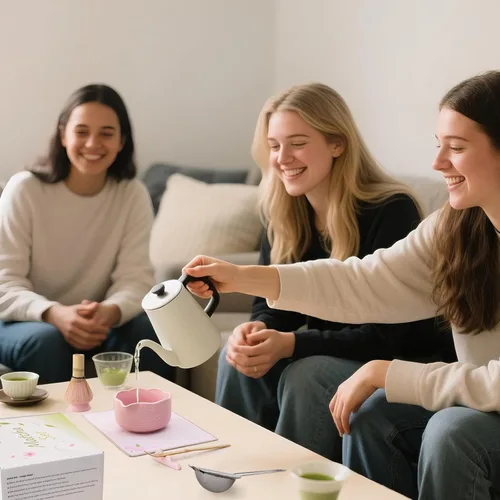 Vista 7 de ALBISS Juego de regalo de batidor de matcha, 7 piezas de cerámica con flor Rosa (Sakura Pink)