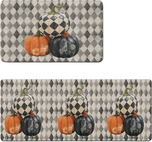 Vista 7 de Tapete de baño con diseño floral de calabazas para bañera, antideslizante, de secado rápido y absorbente, de tierra de diatomeas, tapete