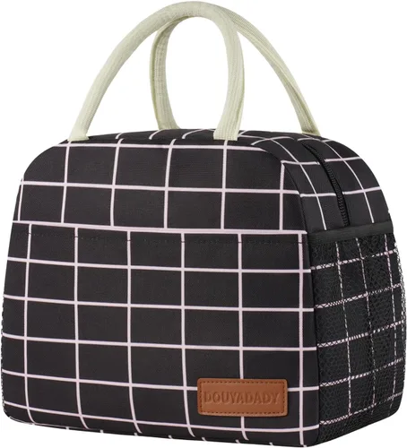 Vista 18 de douyadady Bolsa de almuerzo para mujeres/hombres, fiambrera mujeres/hombres (azul bebé+rayas blancas) Espacioso, ligero, impermeable, resistente