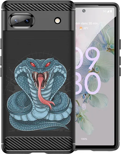 Vista 19 de CasesOnDeck - Funda de TPU negra compatible con Google Pixel 6A (2022) / Pixel 6A, delgada, minimalista, flexible, texturizada, formas abstractas