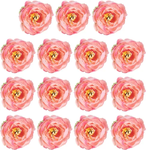 Vista 18 de PATIKIL Cabeza de flores artificiales, 15 cabezas de flores falsas, cabezas de peonía de seda a granel, flores de simulación para ramos de flores