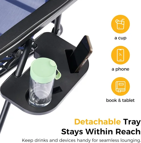 Vista 7 de NEWBULIG Juego de Sillas de Gravedad Cero de 2, Silla de Salón Plegable Portátil Ajustable para Acampar, Sillas Reclinables con Cojín Ajustable