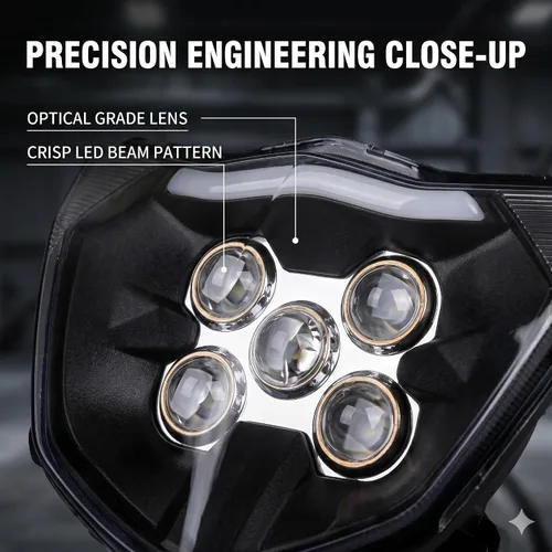 Vista 4 de AnXin - Faro delantero para motocicleta LED universal para YZ125 YZ250 TTR230 YZ250F YZ450F DRZ400 WR250F WR450F, la mayoría de las motocicletas