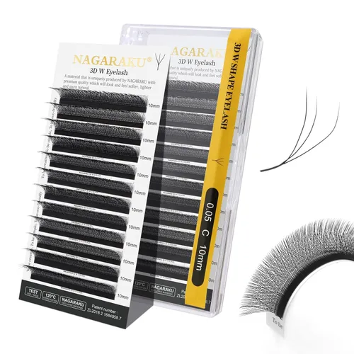 Vista 42 de NAGARAKU Extensiones de pestañas prefabricadas en abanico 3D W 0.05 C 0.315 0.05-C 3D W