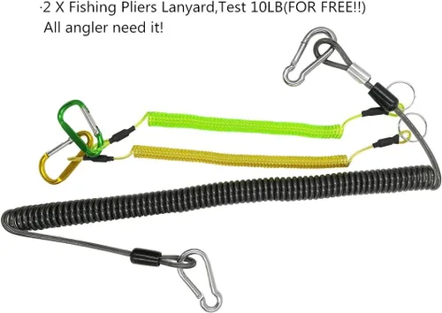 Vista 3 de Drchoer Fishing Rod Lanyard for Trolling: 10ft-150LB Saltwater Rod Reel Safety Tether - Retractable Fishing Tool Coil Lanyard for Deep Sea Pole