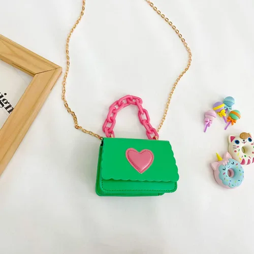 Vista 4 de Regalos para niñas pequeñas, lindo bolso cruzado para niños, bolso de mano para niños, bolso de mensajero con asa de cadena acrílica