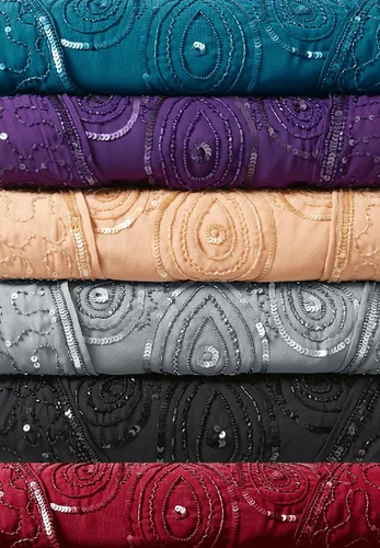 Vista 6 de Roaman's Traje de pantalón de tres piezas con cuentas de talla grande para mujer