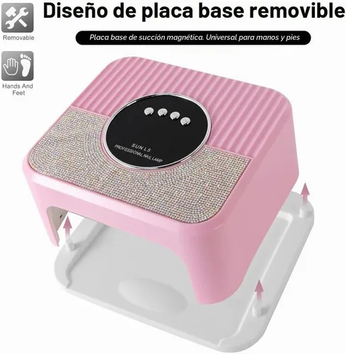 Vista 5 de LIMEGIRL Kit de lámpara de uñas LED UV para esmalte de gel profesional de secado rápido rosa juego de luz secadora con guantes de protección