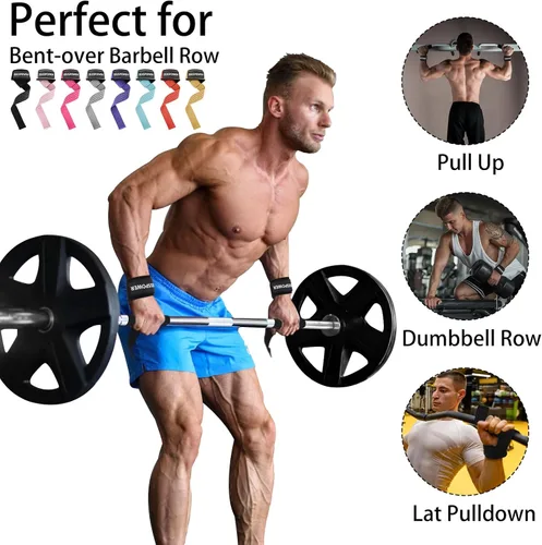 Vista 5 de Lifting Straps Wrist Straps for Weightlifting Gym Straps Weight Lifting Deadlift Workout Women Men Dumbbell Straps for Hand RDL Strap Exercise