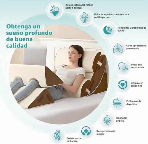 Vista 8 de Hansleep Juego de 6 almohadas ortopédicas de cuña para dormir, juego de almohadas postoperatorias ajustables para aliviar el dolor corporal, espalda