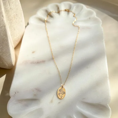 Vista 5 de Collar de flores de nacimiento, personaliza tus flores del mes de nacimiento, regalo del día de la madre de niños, plata, oro, joyería peronalizada