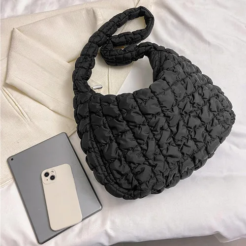 Vista 3 de Bolsa acolchada para mujer, bolsa de hombro acolchada, bolso grande tipo hobo ligero, de nailon acolchado