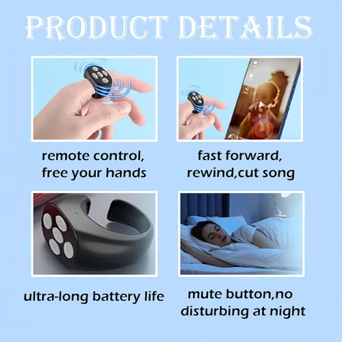 Vista 5 de Mando a distancia inalámbrico Bluetooth de la punta de los dedos, anillo de desplazamiento actualizado 2026 Bbluetooth Remotes Scrollings Ring Page