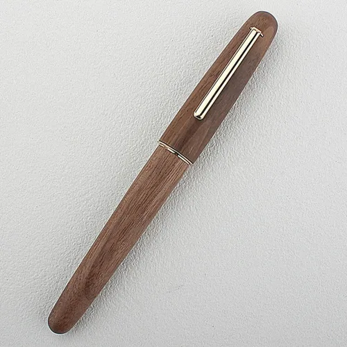 Vista 10 de Jinhao 9036 Natural Wood Vintage Fountain Pen Ink Pen (Fine Nib 0.5mm, Oak wood)