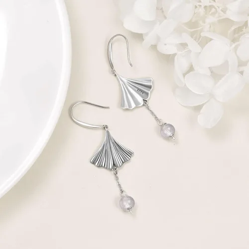 Vista 3 de ButterflyEvil EyeGinkgo Leaf Earrings Sterling Silver Moonstone Dangle Earrings Jewelry Gifts for Women