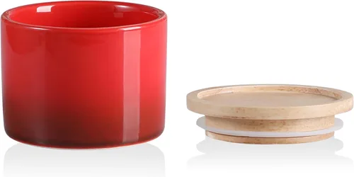Vista 27 de Recipientes de cocina Sweejar, tarro de almacenamiento de cerámica para alimentos, recipientes apilables con tapa hermética de madera para servir