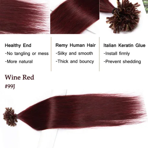 Vista 261 de SEGO Extensiones de cabello humano con micro cuentas, extensiones de cabello humano con micro bucle, lacio, natural, fusión fría, 1.76 oz/paquete