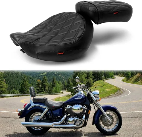 Vista 10 de Asiento de pasajero de motocicleta negro sin patrón compatible con Shadow ACE VT750 VTC750C VTC750CD 1998-2003