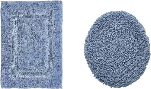 Vista 183 de Better Trends - Juego de 2 alfombras de baño 100% algodón, extra suaves, con borlas, de 17" x 24", alfombra de baño superabsorbente y reversible