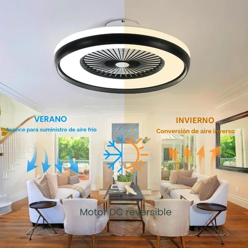 Vista 8 de Ventilador de techo sin aspas de 24" con luz RGB y control remoto, ventiladores de techo LED inteligentes con control por voz/aplicación, ventilador