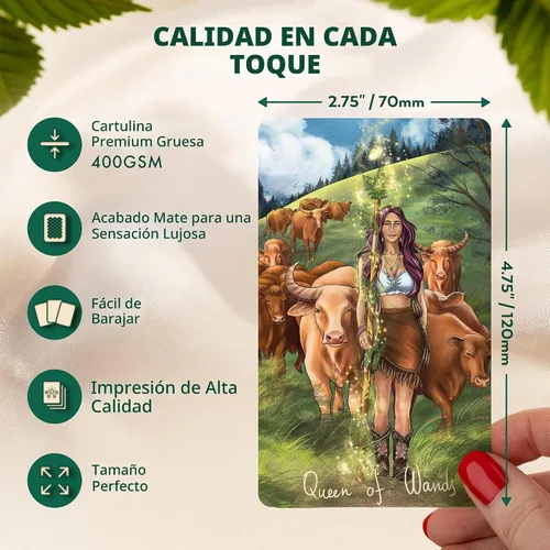 Vista 2 de Wyspell Cartas de tarot para principiantes - Baraja de tarot única de Wild Wild Reflections_green (bordes dorados)