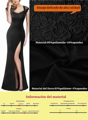 Vista 4 de VFSHOW Vestido largo para mujer con encaje floral, cuello en forma de corazón, espalda abierta, cierre de cremallera, abertura alta, formal