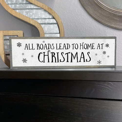 Vista 6 de Letreros de madera de Navidad (medianos, madera y metal, todos los caminos conducen al hogar)