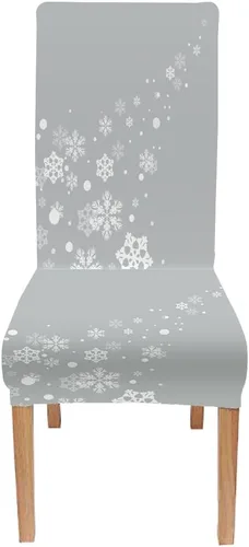 Vista 146 de CAPSCEOLL Christmas Dining Chair Covers,Snowflakes Festive Winter Pattern Stretch Chair Covers for Dining Room Set of 2 Washable Spandex Parson