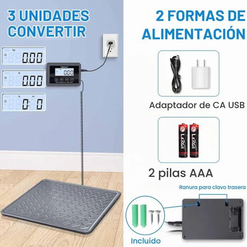 Vista 6 de THINKSCALE - Báscula de envío, báscula postal digital resistente de 440 lb x 1 oz Alloy Steel Platform with Hold, Tare & Backlit LCD, Package &