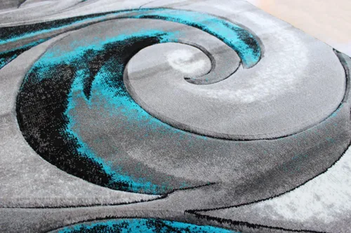 Vista 8 de Masada Rugs, Alfombra tejida moderna, tallada a mano (8 pies x 10 pies, turquesa)