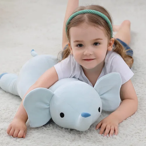 Vista 4 de OurHonor Animales de Peluche con Peso, Peluche de Elefante con Peso de 4.2lbs de 24 Pulgadas de Felpa Suave, Almohada de Elefante de Peluche