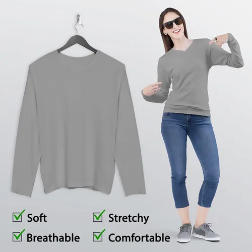 Vista 4 de BaHoki Essentials Camisetas de manga larga con cuello en V, gran pieza elástica y en capas, paquete de 2