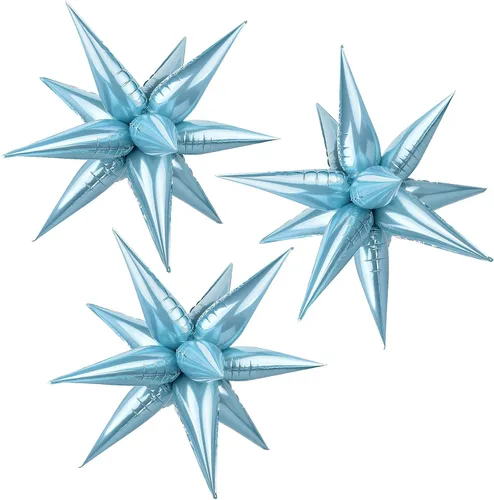 Vista 23 de 3 globos de aluminio con forma de estrella de explosión 3D de 26 pulgadas, globos de aluminio negro con forma de cono de estrella para cumpleaños