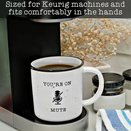 Vista 6 de MAINEVENT Taza de café de cerámica con texto en inglés "You're On Mute", taza de café de 11 onzas, tazas de café de granja, ideas de regalo, taza