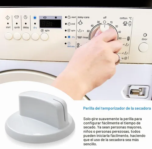 Vista 6 de Nuevo pomo de control WE03X25285 Trabajo para GE, para secadores Hotpoint HTX24GASK0WS NTX62G8ST0WW HTX24EASK0WS