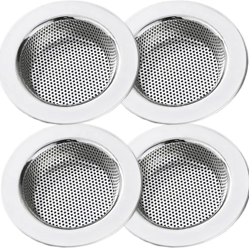 Vista 8 de LASSHSWA - Colador de acero inoxidable para fregadero de cocina, colador de drenaje para fregaderos de cocina con borde ancho grande de 4.5 pulgadas