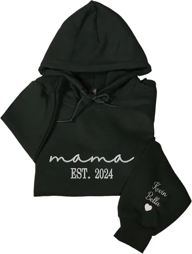 Vista 19 de NAZENTI Personalized Flower Sweatshirt for Women, Embroidered Grandma Gift G08.