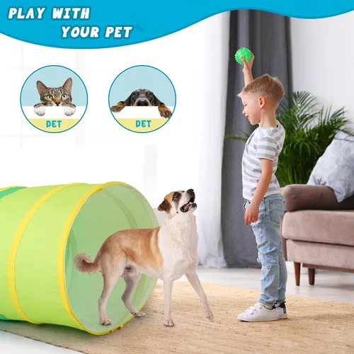 Vista 4 de PigPigPen Túnel de juego para niños pequeños, tienda de campaña desplegable para bebés o perros, juguetes para interiores y exteriores para conjunto