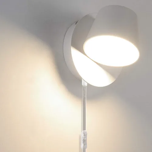 Vista 8 de Lámpara de pared de lectura de mesita de noche, lámpara de techo LED para interiores, aplique de pared ajustable giratorio blanco GU10..