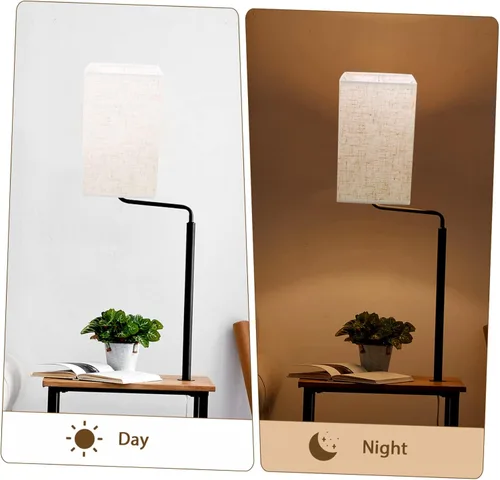Vista 9 de Pantalla de tambor para base, fácil montaje, lámpara de pared, pantalla de escritorio y mesita de noche, acabado de lino natural