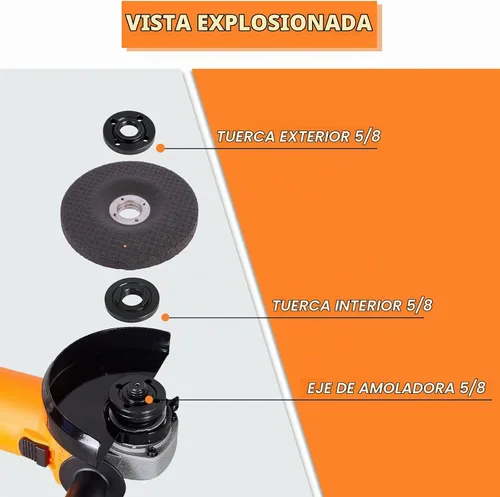 Vista 5 de Podoy Kit de tuercas y llaves para amoladora angular, 3 piezas, repuesto