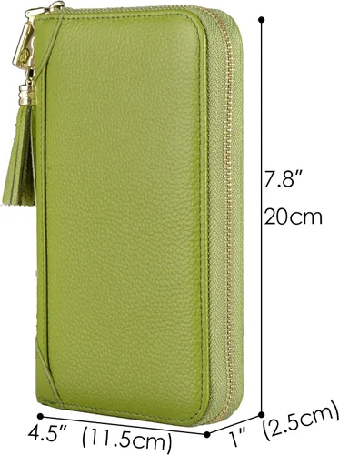 Vista 5 de Easyoulife - Monedero de cuero con cremallera, billetera portatarjetas para mujer, bloqueo RFID