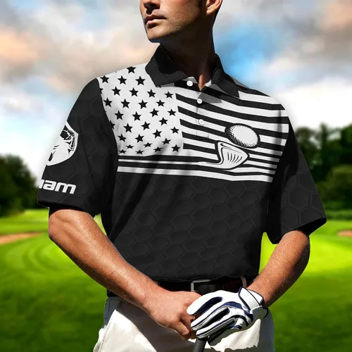 Vista 5 de Divertidas camisetas polo de golf 3D personalizadas para hombres, polo de golf divertido para hombre, camiseta de golf de manga corta para hombre