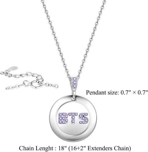 Vista 2 de YANENG KPOP Bangtan - Collar con colgante de circonita cúbica para fanáticos del ejército regalo para mujeres y niñas Metal Circonia cúbica