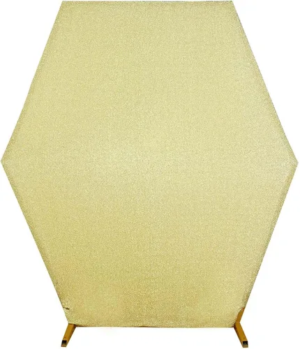 Vista 6 de Efavormart - Cubierta de fondo hexagonal de elastano de 2 lados color champán de 8 x 7 pies